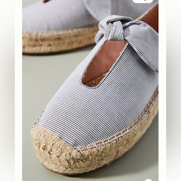 Bernardo Anthropologie $258 Navy Why Stripe Viola Espadrille l Womens 7M EUC - Picture 11 of 12